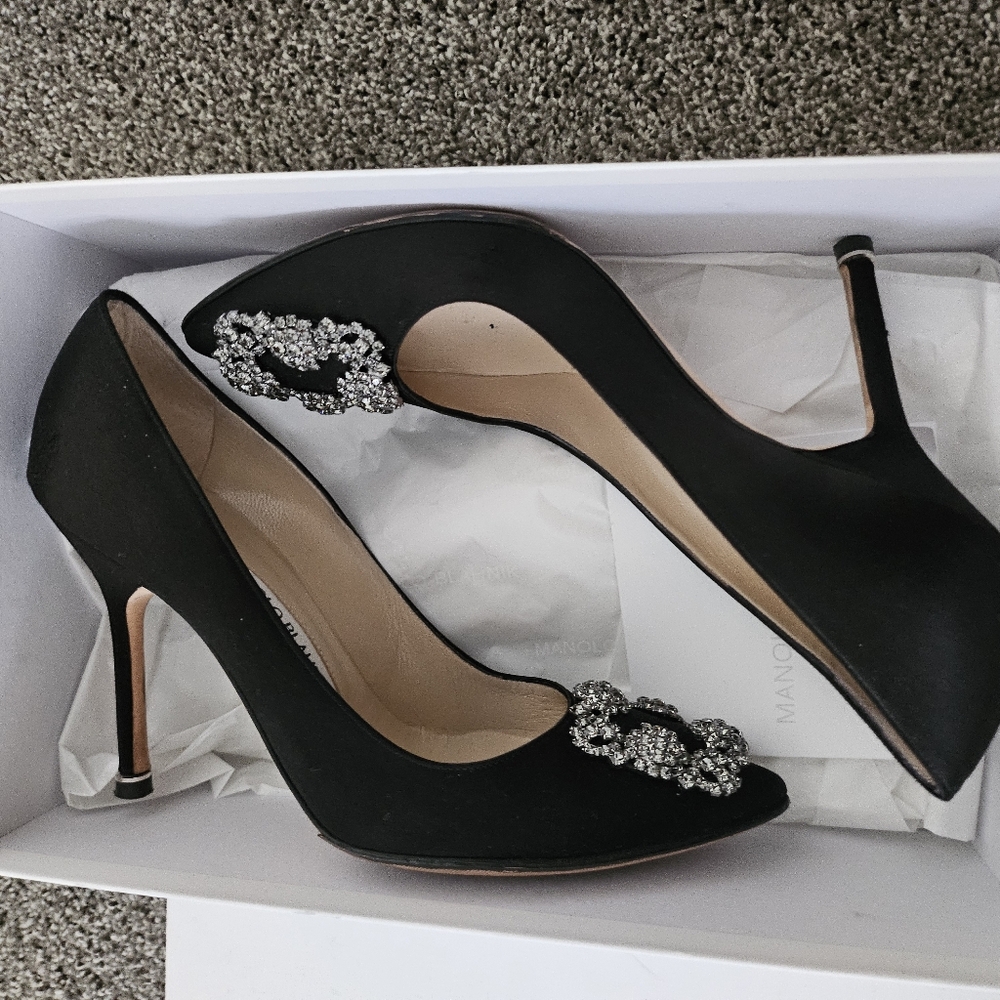 Manolo Blahnik Hangisi 105mm Black